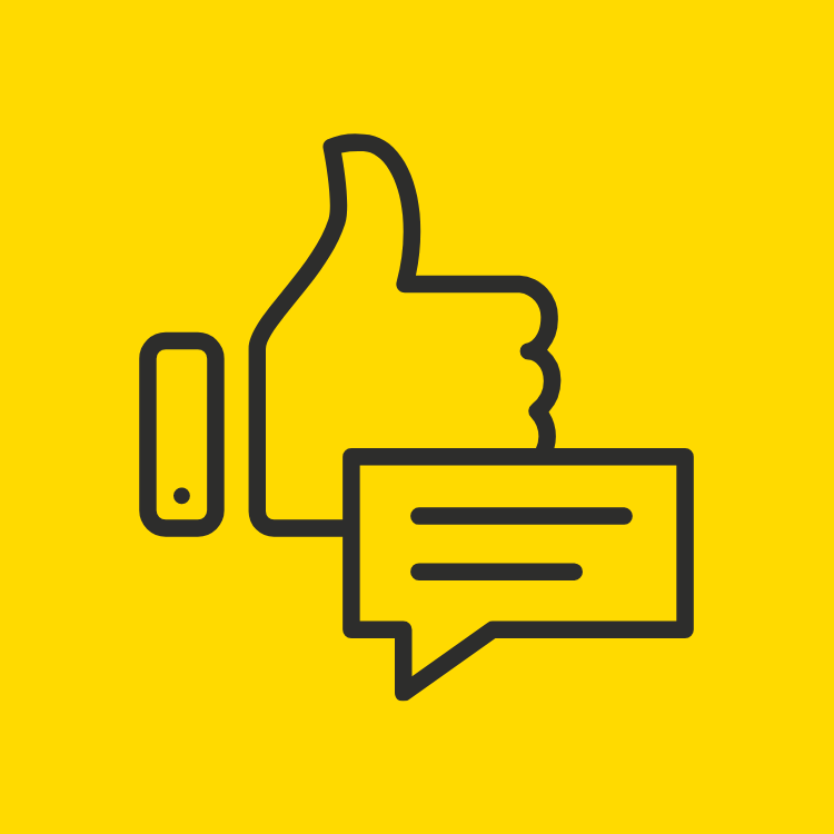 Thumbs up logo representing feedback. 