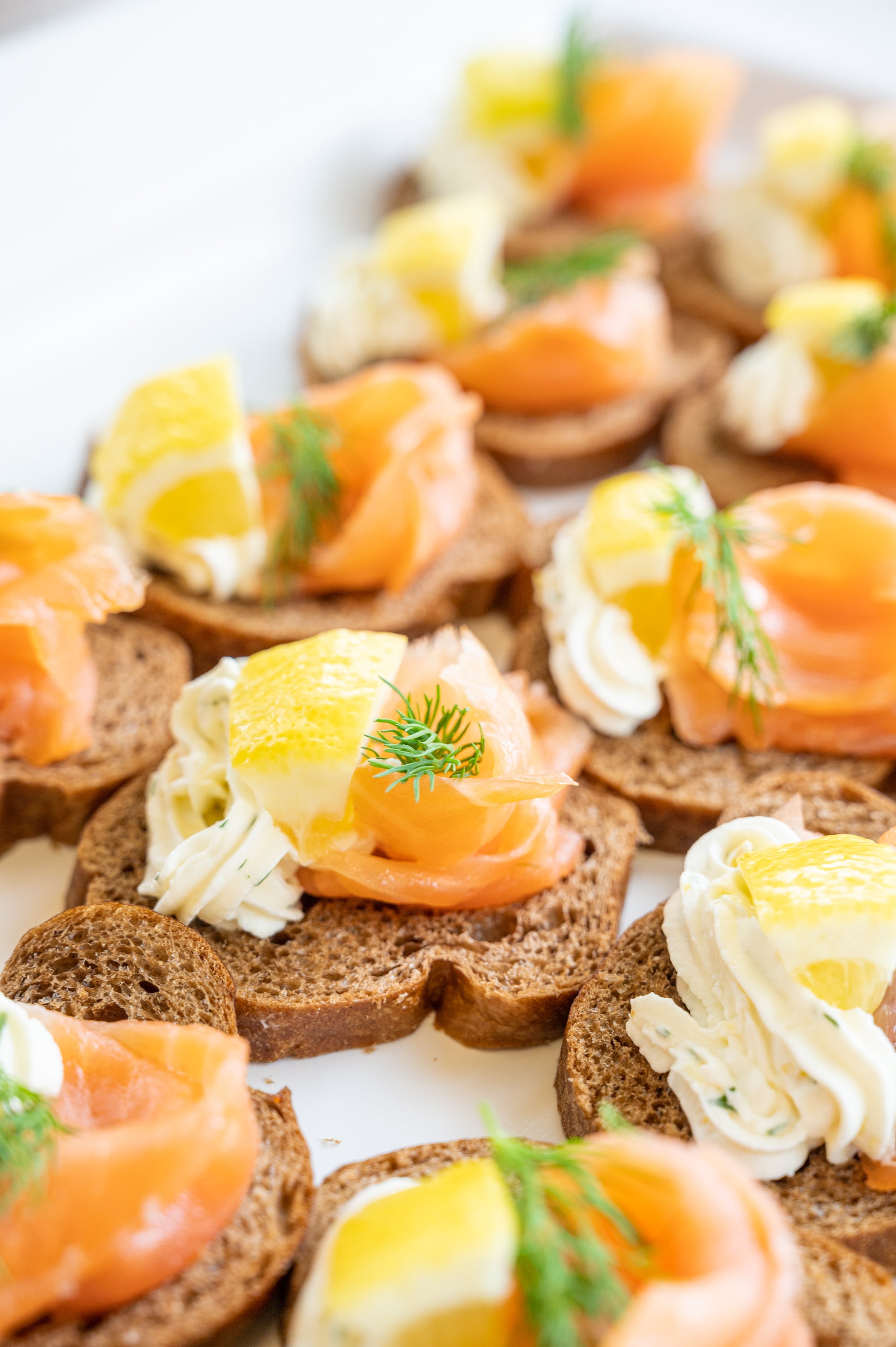 Plate of salmon on brown bread