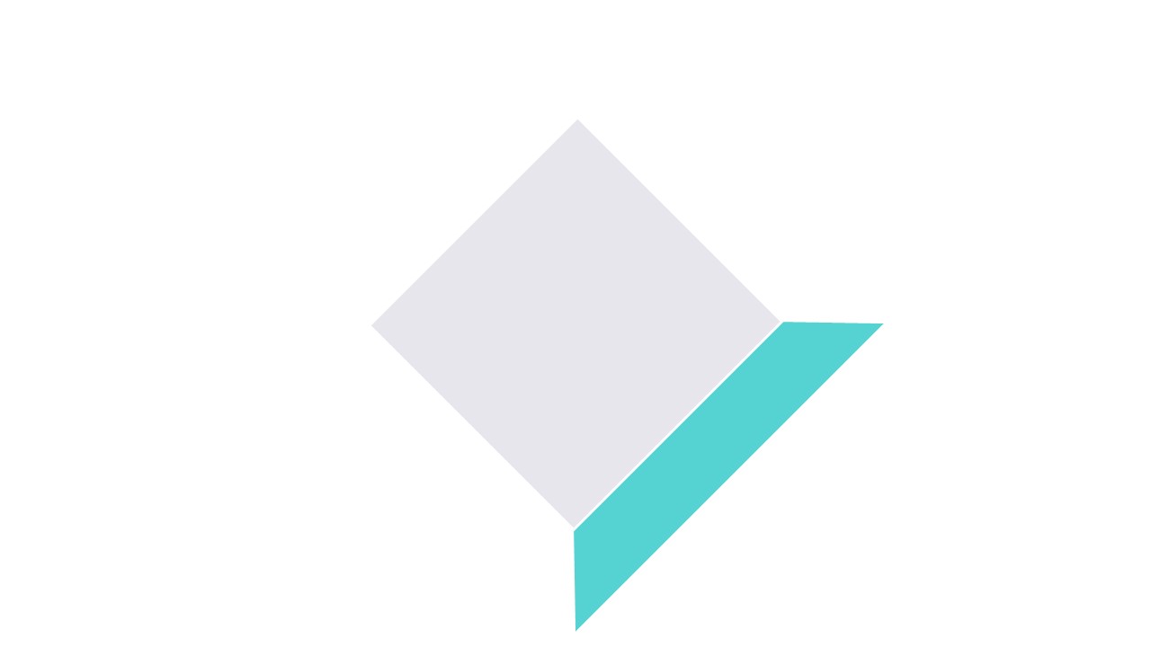 Teal coloured trapezoid border (right side) with a grey square over it.