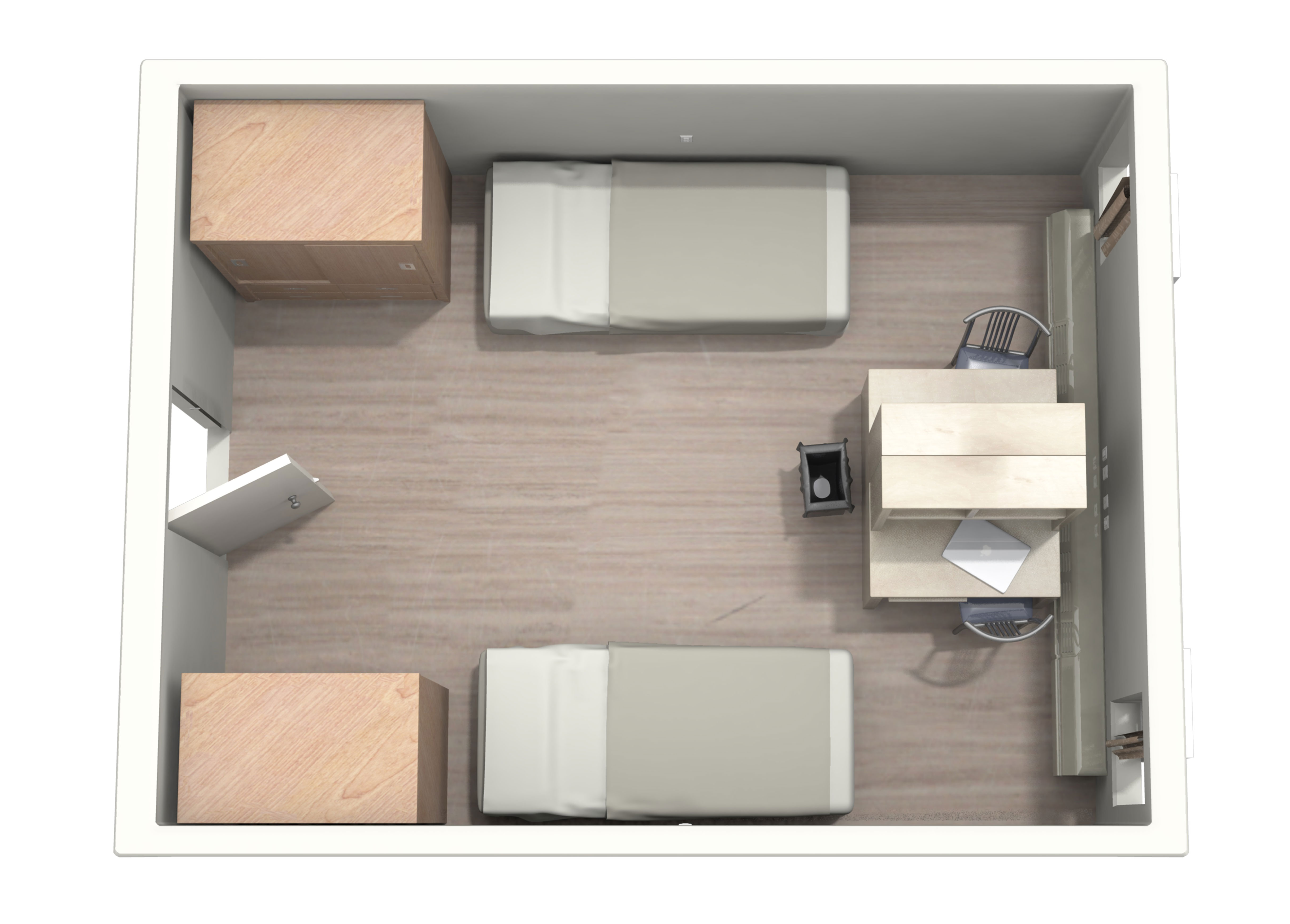 Floor plan with two single bed