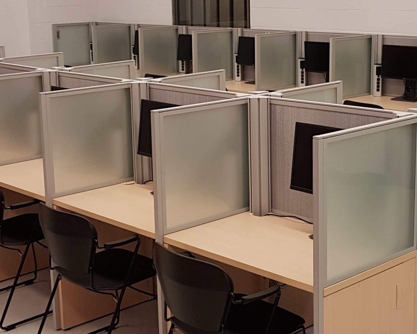 Computer lap with multiple individual study areas.