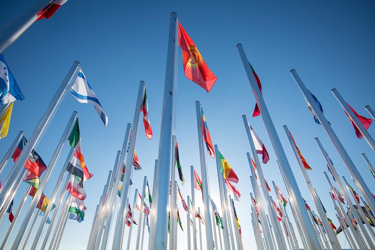 View of flags of nations attending summit