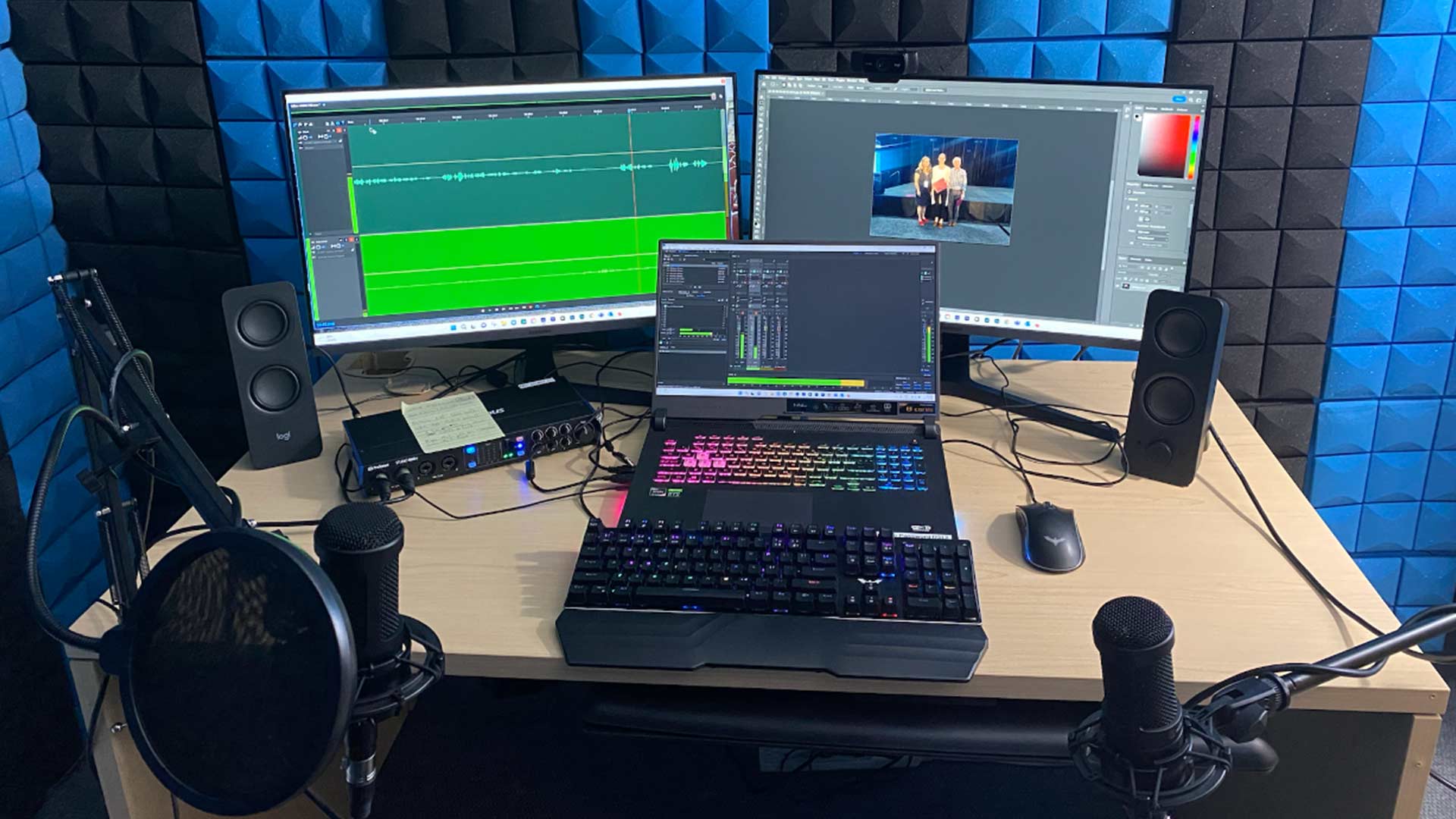 editing suite with computer and monitors