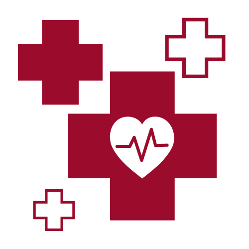 Red cross with heart in the middle