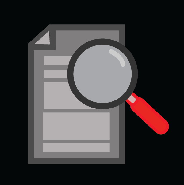 Library materials and archives – Unlocatable copyright owner Magnifying glass icon