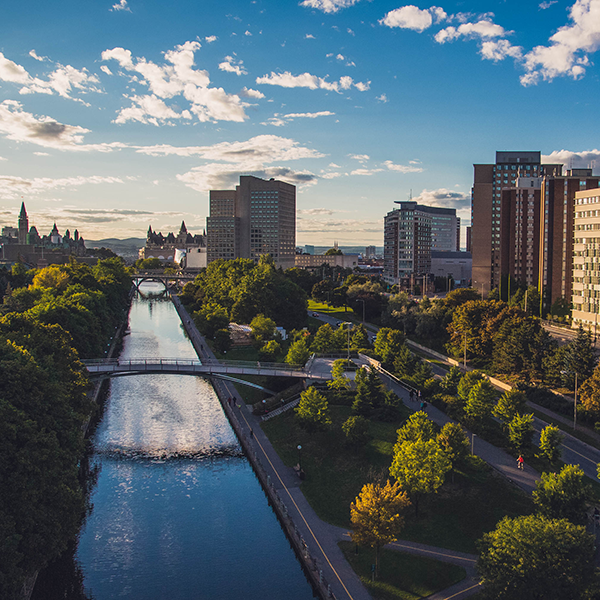 Aerial view of the Rideau canal